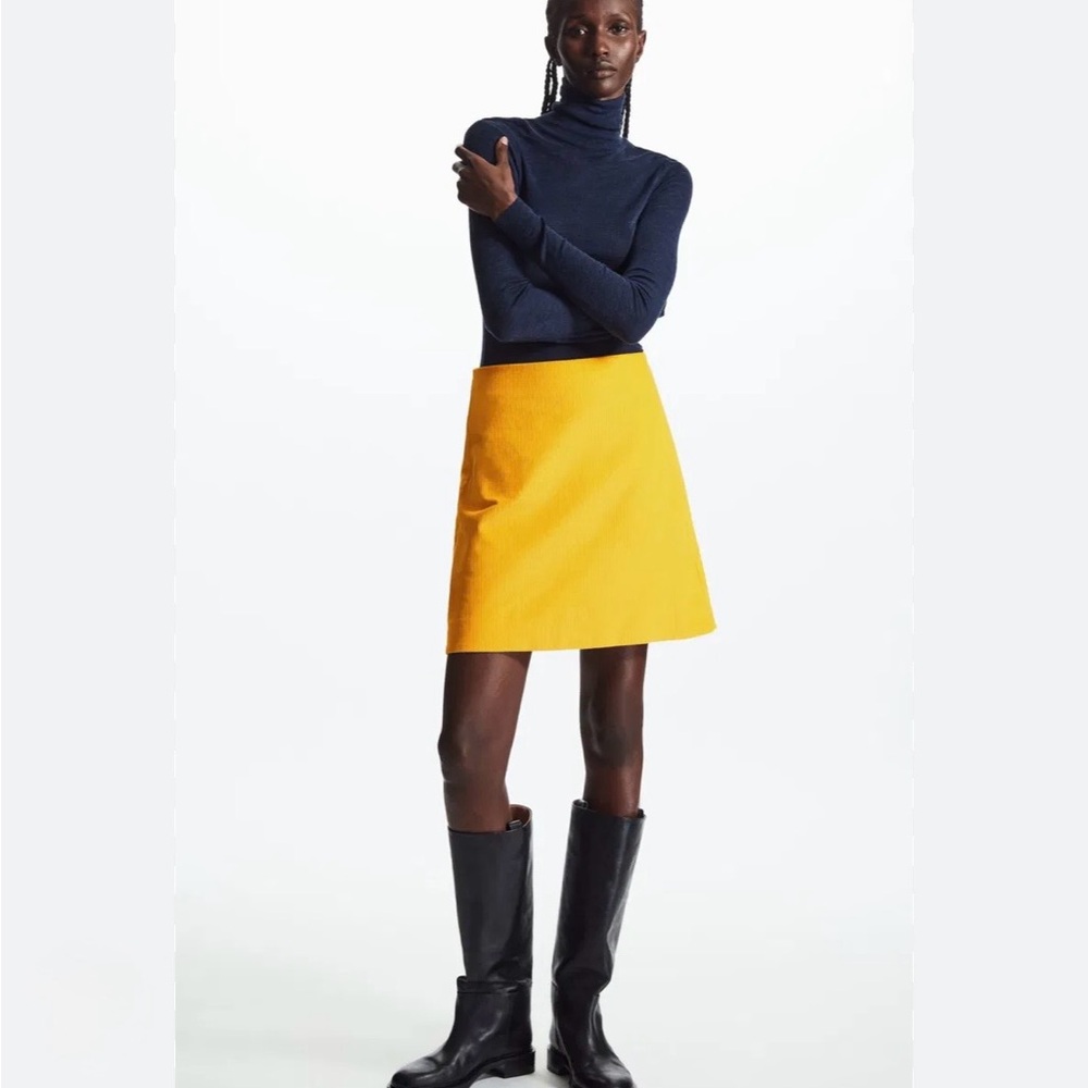 NWT COS Vibrant Yellow Corduroy Mini Skirt Size 4